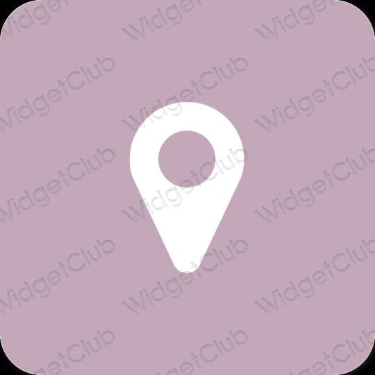 Esthétique mauve Map icônes d'application