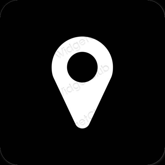 Естетски црн Google Map иконе апликација