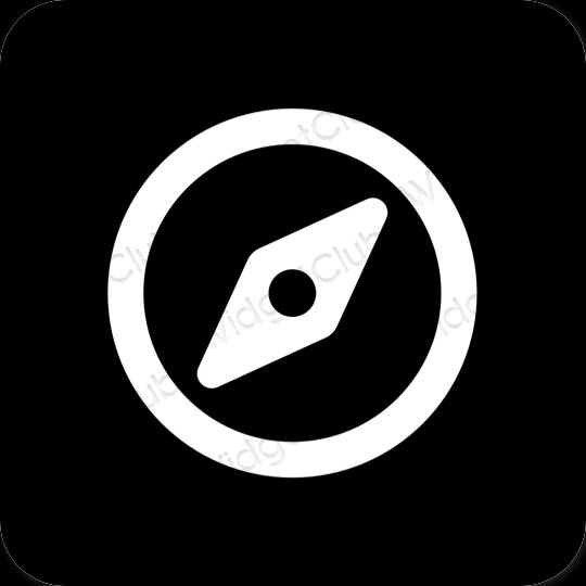 Estetyka czarny Safari ikony aplikacji