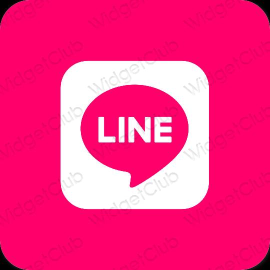 Estetico rosa fluo LINE icone dell'app