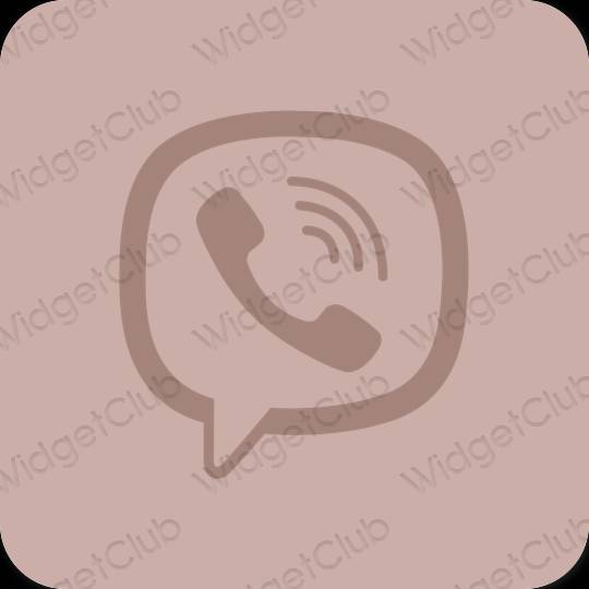 Estetyka brązowy Viber ikony aplikacji