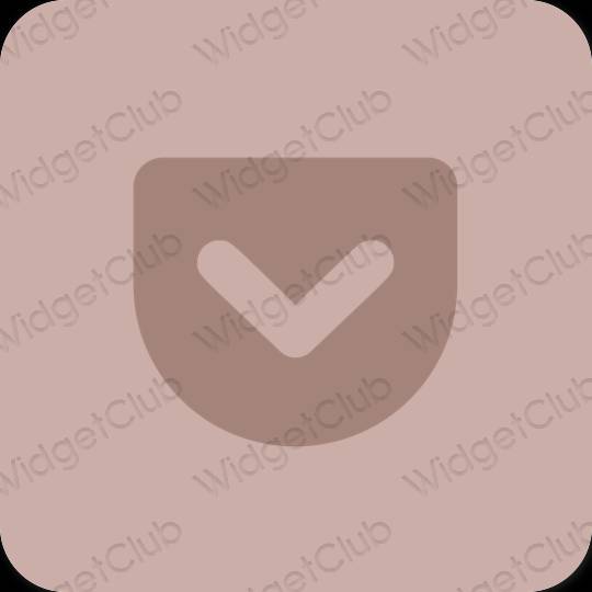 Естетичен кафяво Pocket икони на приложения