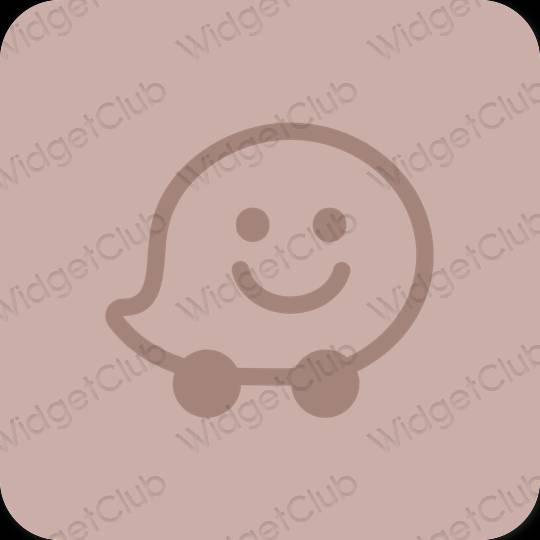 Estetický hnědý Waze ikony aplikací