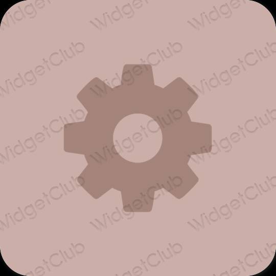 Estetický hnědý Settings ikony aplikací