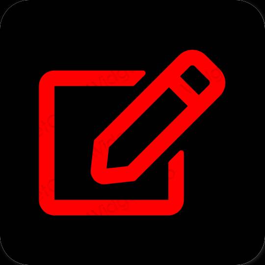 Estetický Černá Notes ikony aplikací