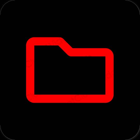 Estetický Černá Files ikony aplikací
