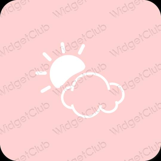Esztétika rózsaszín Weather alkalmazás ikonok
