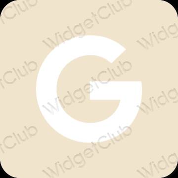 Estetinis smėlio spalvos Google programėlių piktogramos