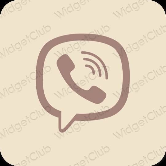 Естетичен бежово Viber икони на приложения