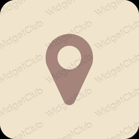 Estetsko bež Map ikone aplikacij