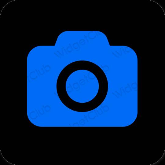 Estetski neon plava Camera ikone aplikacija