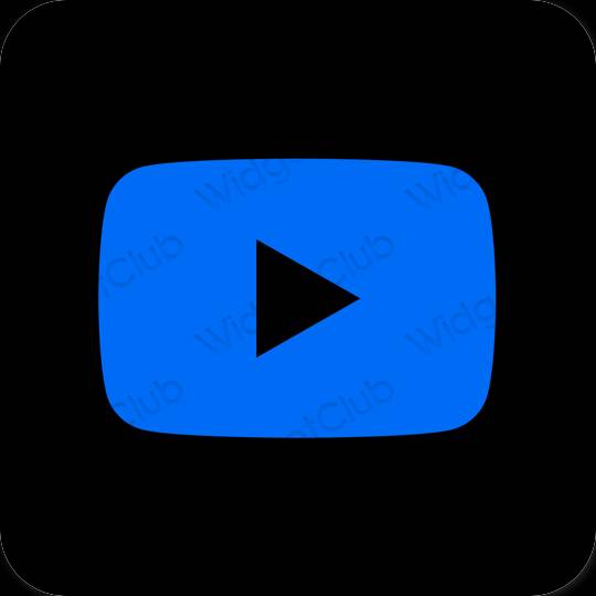 Aesthetic neon blue Youtube app icons