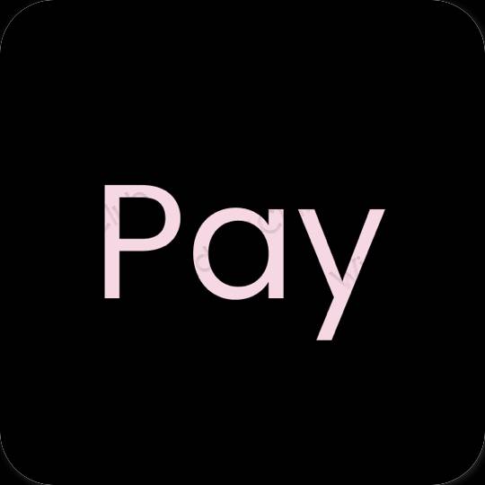 زیبایی شناسی سیاه PayPay آیکون های برنامه