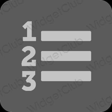 Estetický šedá Reminders ikony aplikací