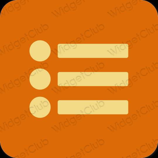 Esthétique orange Reminders icônes d'application