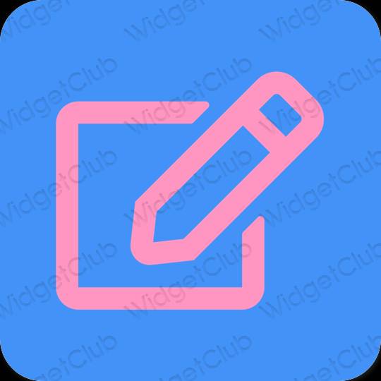 Естетски неон плава Notes иконе апликација