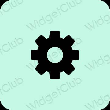 Ästhetisch pastellblau Settings App-Symbole