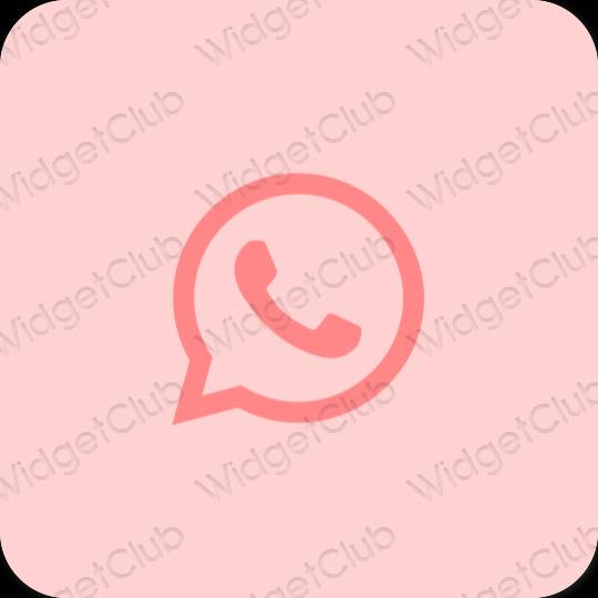 Estetik merah jambu WhatsApp ikon aplikasi