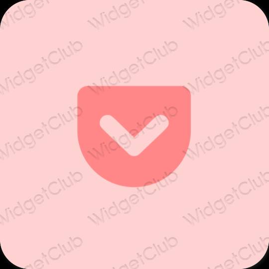 Estetický růžový Pocket ikony aplikací