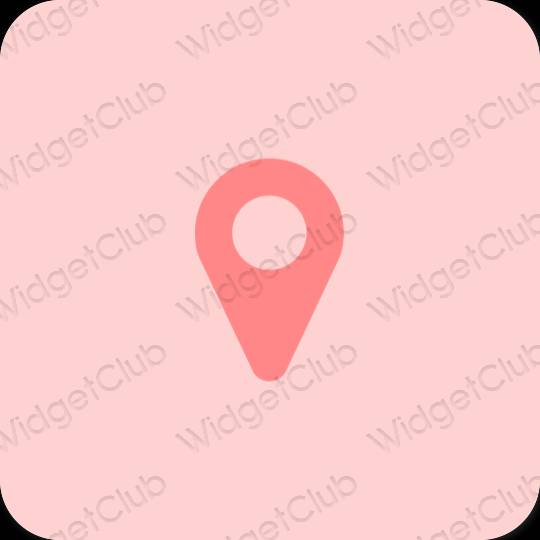 Æstetisk lyserød Google Map app ikoner