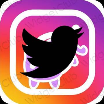 Aesthetic black Twitter app icons