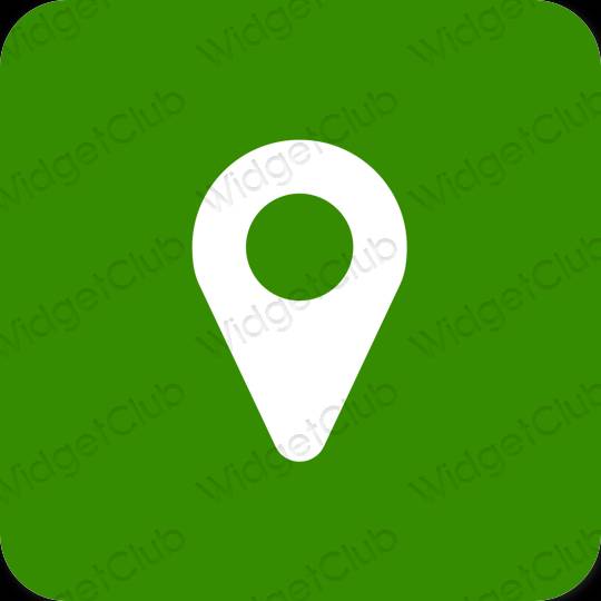 Esztétika zöld Google Map alkalmazás ikonok