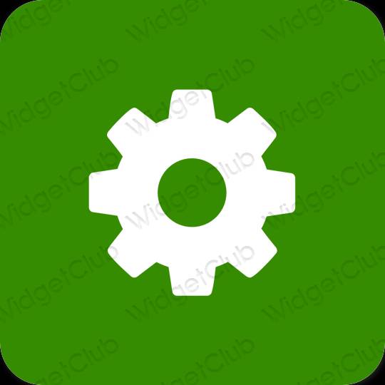 Esztétika zöld Settings alkalmazás ikonok