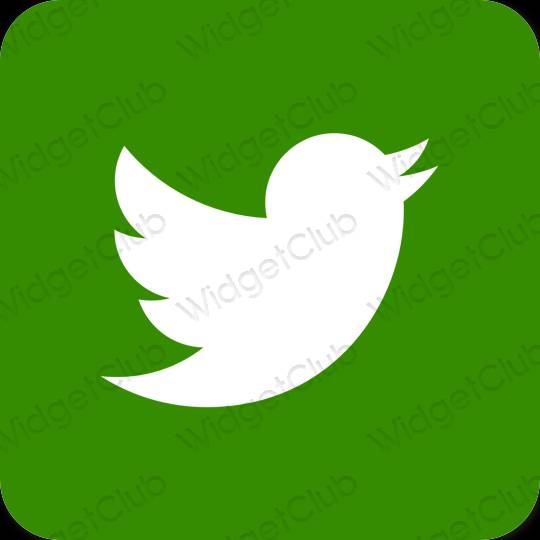 جمالي لون أخضر Twitter أيقونات التطبيق