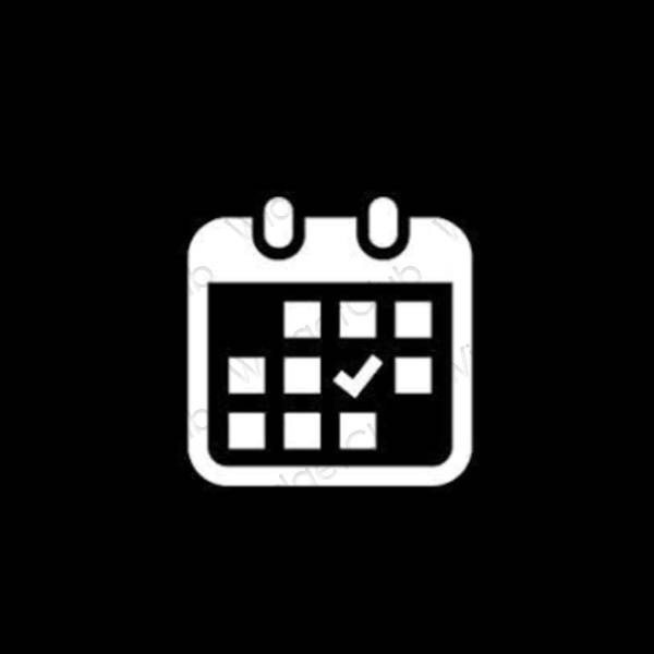 Estetyka czarny Calendar ikony aplikacji