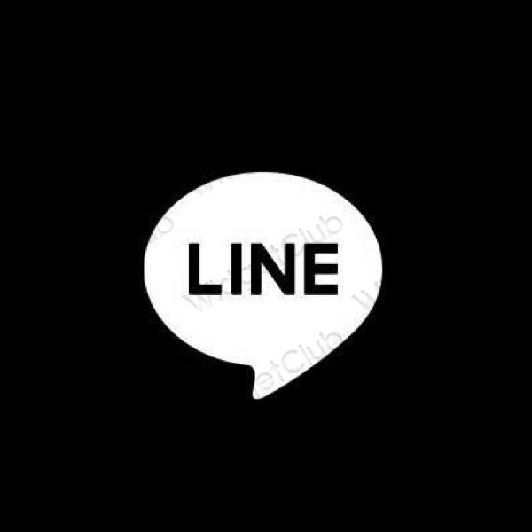 эстетический черный LINE значки приложений
