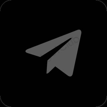 Estetinis juodas Telegram programėlių piktogramos