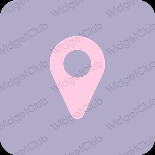 Естетичен пастелно синьо Map икони на приложения