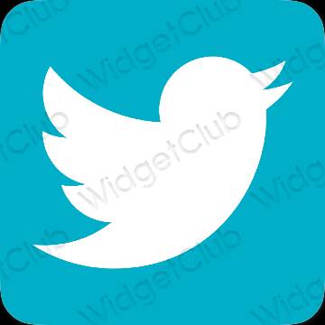 Aesthetic blue Twitter app icons