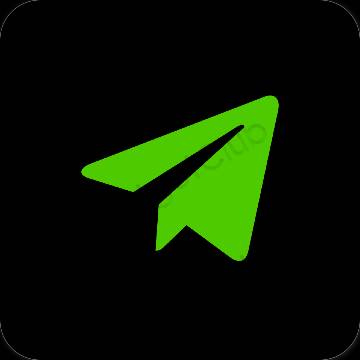 Estetický Černá Telegram ikony aplikací