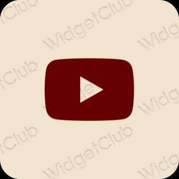 جمالي اللون البيج Youtube أيقونات التطبيق
