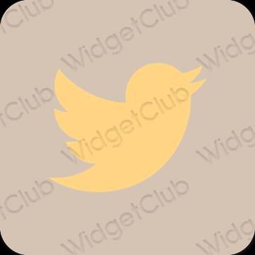 Естетичен бежово Twitter икони на приложения