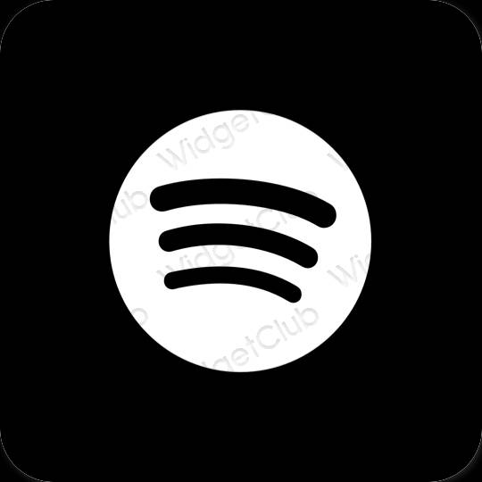 Estetinis juodas Spotify programėlių piktogramos