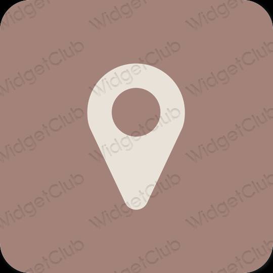 Estetyka brązowy Map ikony aplikacji