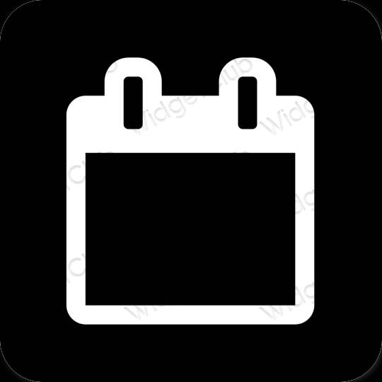 Естетски црн Calendar иконе апликација