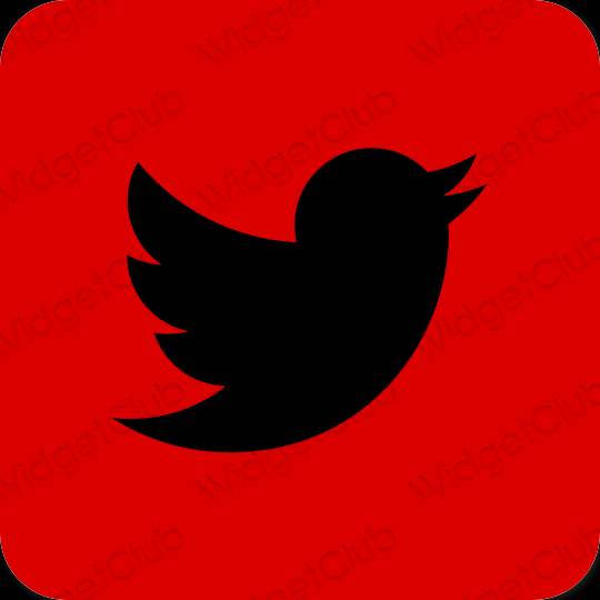 Estetsko rdeča Twitter ikone aplikacij