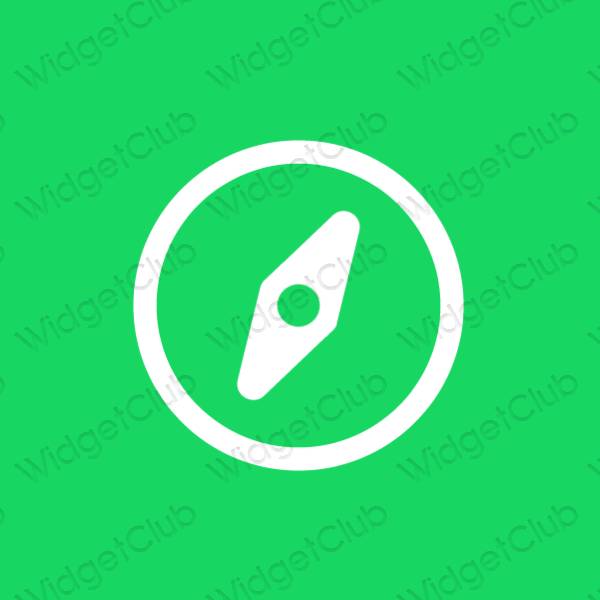 Aesthetic neon blue Safari app icons