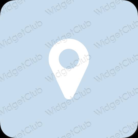 សោភ័ណ ពណ៌ខៀវ pastel Map រូបតំណាងកម្មវិធី
