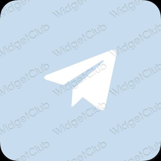 Estetický pastelově modrá Telegram ikony aplikací
