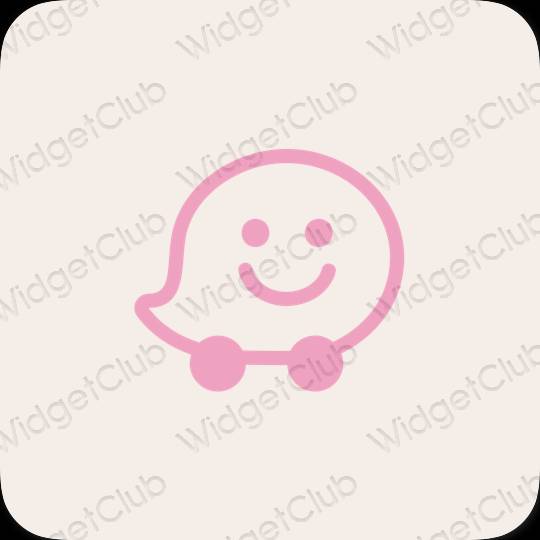 Aesthetic beige Waze app icons