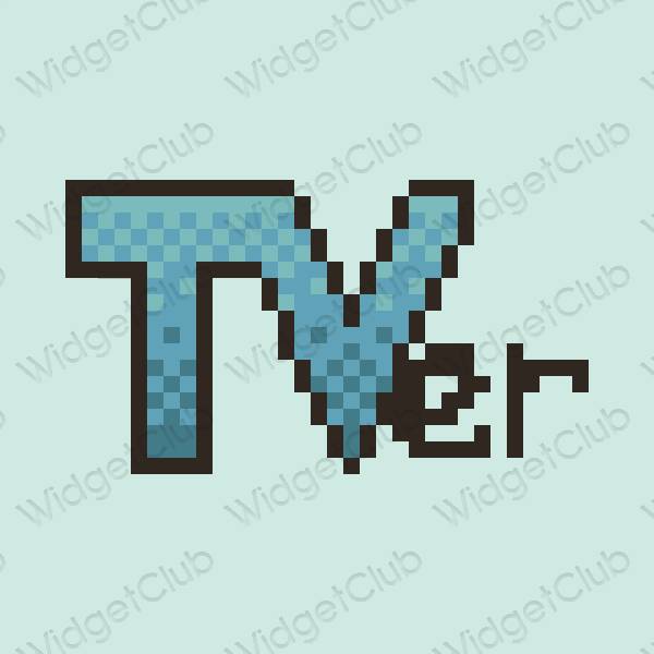 Aesthetic pastel blue Tver app icons