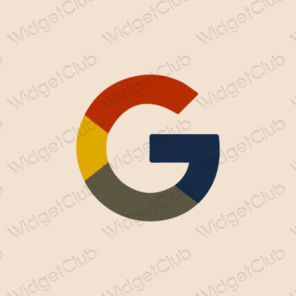 Ესთეტიური კრემისფერი Google აპლიკაციის ხატები