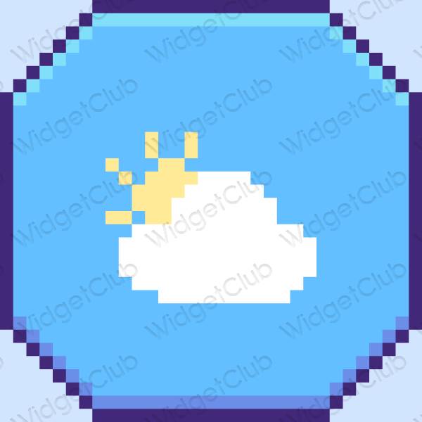 Æstetisk blå Weather app ikoner