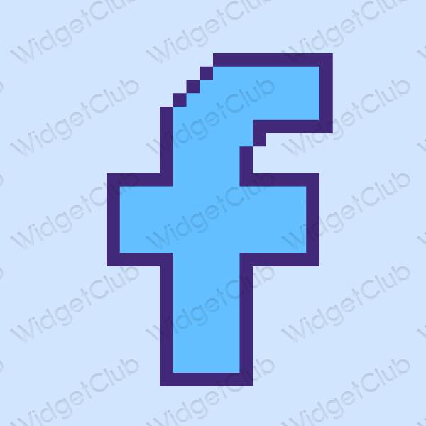 Ästhetisch pastellblau Facebook App-Symbole