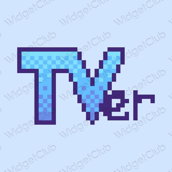 Aesthetic pastel blue Tver app icons