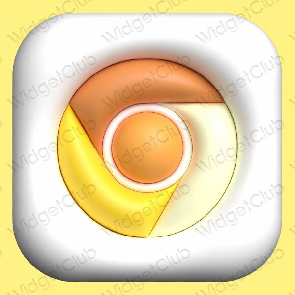 Aesthetic yellow Chrome app icons